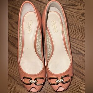 Coach Women's Coral Peep-Toe Flats